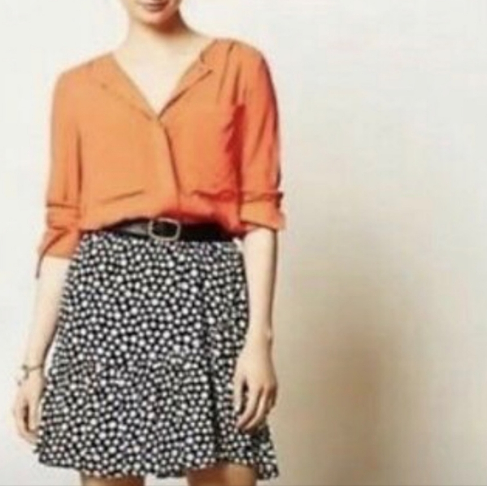 Maeve Clara Split Back Button Up Top Women's 2 Orange Boho Retro Y2K 90s